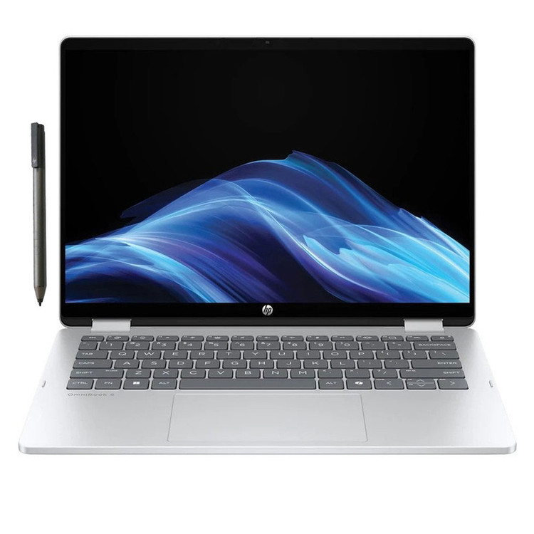 لپ تاپ 14 اینچی اچ پی مدل OmniBook 5 Flip 14-fp0013dx-Core 5 120U-8GB LPDDR5 5200MHz-512GB SSD-IPS-Touch-Backlit-W به همراه قلم