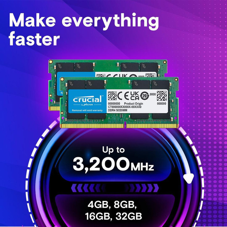 رم لپتاپ DDR4 تک کاناله 8 گیگابایت 3200 مگاهرتز کروشیال مدل CT8 با تایمینگ CL22 و ولتاژ 1.2 ولت